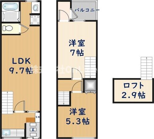 岸田堂南町テラスハウスの物件間取画像